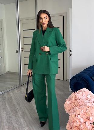 Льняной костюм пиджак жакет оверсайз и брюки палаццо лен