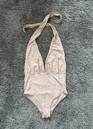 Рожевий суцільний купальник пудра