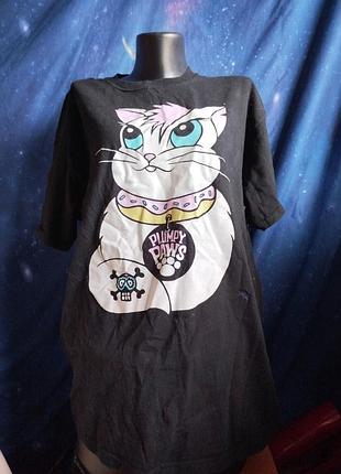 Готична емо альт футболка з котиком плюс сайз батал