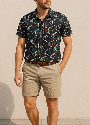 Мужская хлопковая рубашка, тенниска, шведка we l-m