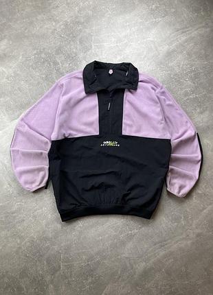 Adidas adventure розово чорная нейлоновая флиска 1/4 zip