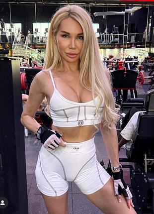 Топ спортивный и шорты женские белые xxs xs