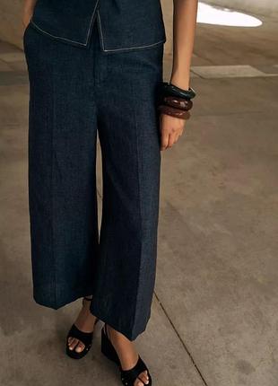 Широкі лляні штани кюлоти zara new