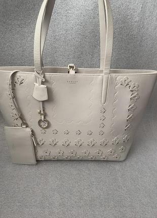 Сумка radley london (світло-сіра) -велика сумка-тоут з квітковим принтом.4 фото