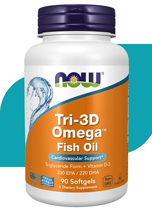 Now foods, tri-3d omega, 330 мг епк / 220 мг дгк, 90 капсул