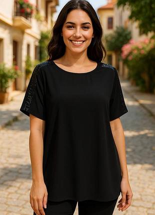 Блузка блуза нарядна базова чорна розмір 3xl (54)