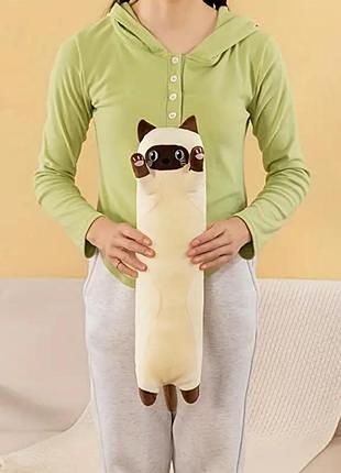 Мягкая игрушка сиамский  кот батон 50см бежевый