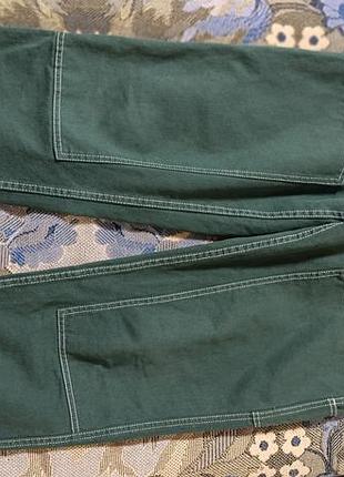Чоловічі штани zara карго темно-зелені2 фото