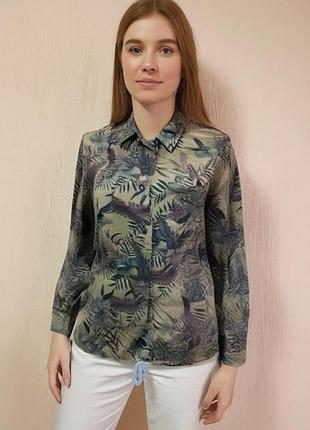 Актуальная хлопковая рубашка в принт креативного голландского бренда maison scotch