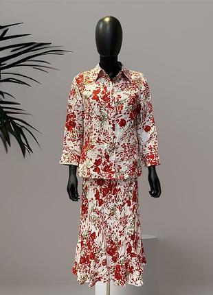 Laura ashley костюм льняний  пиджак+спідниця на підкладці