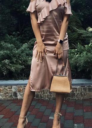 Міді сукня h&m сатин з рюшами