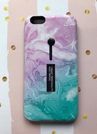 Силиконовый чехол с подставкой и держателем на iphone 6 plus/6s plus :: мрамор