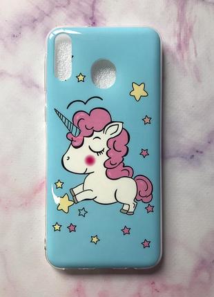 Силиконовый чехол с рисунком для samsung galaxy m20  (единороги)