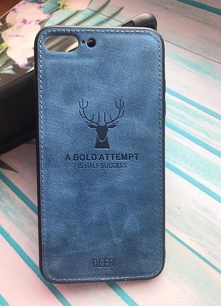 Силиконовый чехол с тиснением на iphone 7 plus/8 plus :: олень. синий