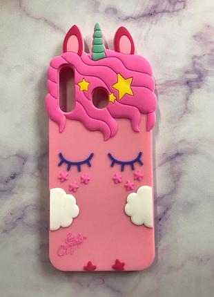Чехол силиконовый 3d case для samsung galaxy m30 единорог  unicorn pink