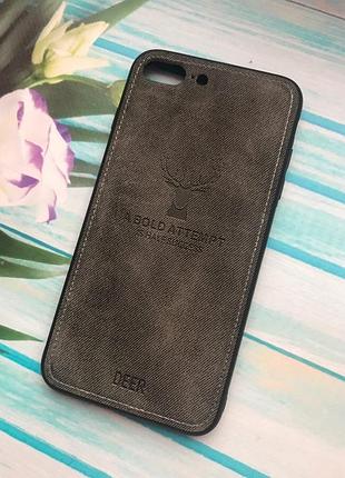 Силиконовый чехол с тиснением на iphone 7 plus/8 plus :: олень. серый