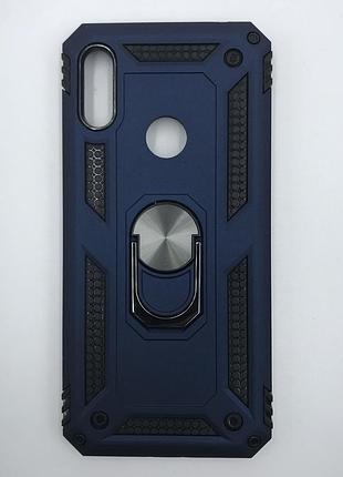 Силиконовый чехол hard defence series с кольцом-подставкой для huawei y6 2019 синий