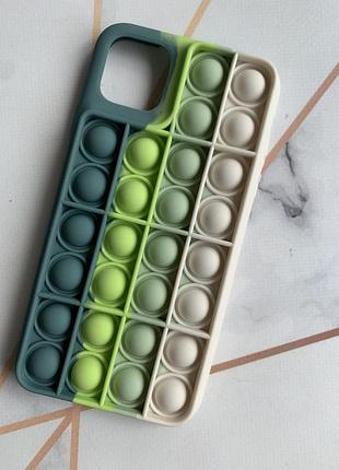 Силиконовый чехол поп ит антистресс поп-ит pop it на iphone 12 pro max попит зелёно-белый