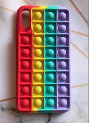 Силиконовый чехол поп ит антистресс поп-ит pop it на iphone xs max попит красно-фиолетовый