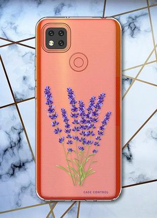 Прозрачный чехол на Iphone se 2 рельефный дизайн лаванда принт 28