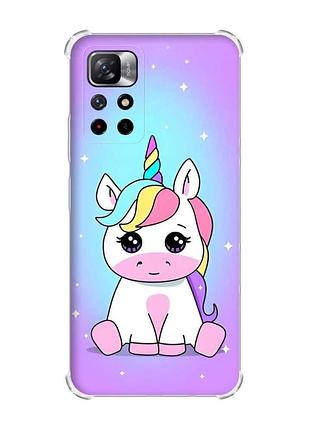 Чехол с утолщёнными углами на xiaomi redmi note 11 4g единорог (принт 103)