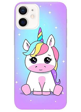 Матовый чехол на iphone 12/12 pro :: единорог (принт 103)