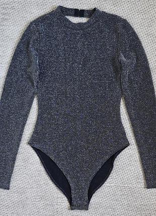 Боди блузка h&m серебристая