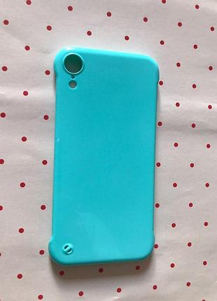 Пластиковый глянцевый чехол-накладка на iphone xr голубой