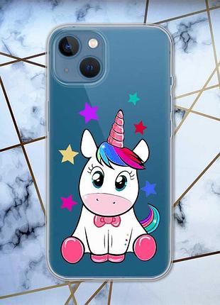 Прозорий чохол на apple iphone 13 дизайн єдиноріг принт 102