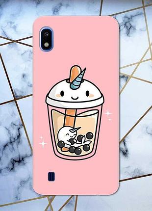 Матовий рожевий чохол на samsung galaxy а10 (2019) а105 дизайн коктейль єдиноріг принт 96