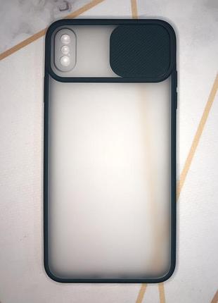 Чехол со слайд-камерой на iphone xs max темно-зеленый