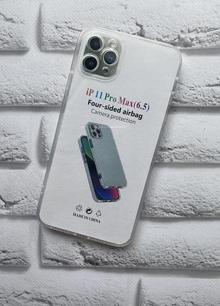 Прозрачный силиконовый чехол с защитой камеры на iphone 11 pro max