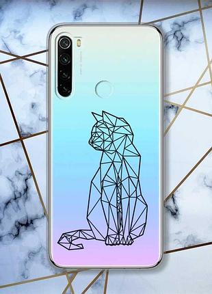 Прозорий чохол на xiaomi redmi note 8 котик (принт 124)