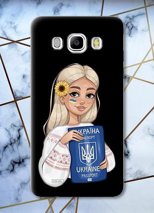 Матовый черный чехол на samsung galaxy j5(2016) j510 патриотический дизайн девушка с паспортом принт 13
