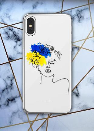 Прозрачный чехол на iphone x/xs :: украинка арт (принт 3)