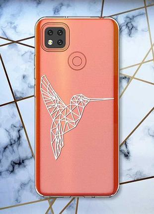 Прозрачный чехол для Iphone se 2 колибри принт 123