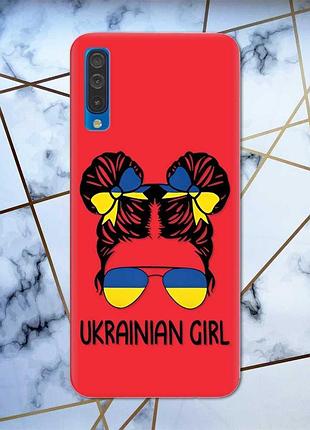 Матовый красный чехол на samsung galaxy а50 (2019) а505 патриотический дизайн украинская девушка принт 113