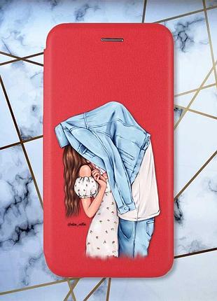 Чехол-книжка с рисунком для xiaomi redmi note 8t красный; поцелуй (принт 33)