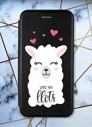 Чехол-книжка с рисунком для samsung galaxy m51 черный; лама (принт 94)