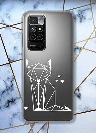 Прозрачный чехол для xiaomi redmi 10 лиса (принт 127)