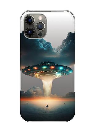 Прозорий чохол на iphone 12 pro max тарілка ufo (принт 241)