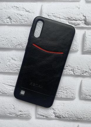 Силиконовый чехол для samsung galaxy m10 черный  с отверстием для карты