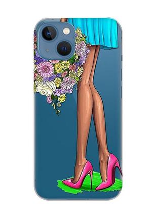 Прозрачный чехол на iphone 13 :: цветочное настроение (принт 226)