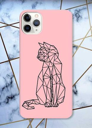 Матовый розовый чехол на iphone 11 pro :: кошечка (принт 124)