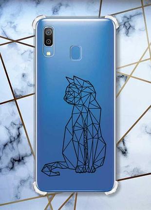 Чехол с утолщёнными углами на samsung galaxy a30 (2019)/a20 (2019) кошечка (принт 124)