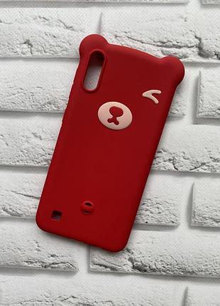 Силіконовий чохол для samsung galaxy m10 ведмедик червоний