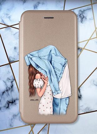 Чехол-книжка с рисунком для samsung galaxy a31 золотистый; поцелуй (принт 33)