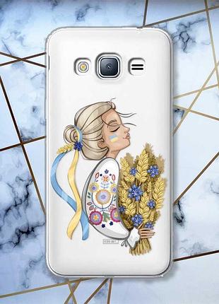 Прозорий чохол на samsung galaxy j3 2016 j310 патріотичний дизайн українка з колосками принт 173