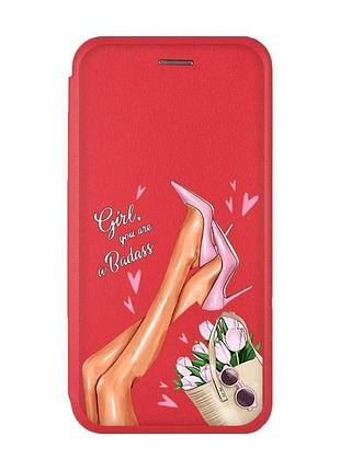 Чехол-книжка с рисунком для samsung galaxy a30 (2019) a305/a20 красный; ножки (принт 62)