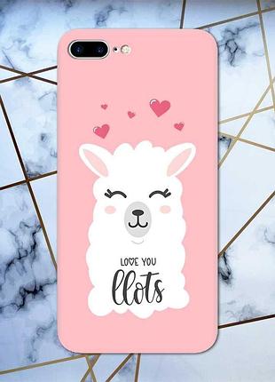 Матовый розовый чехол на iphone 7 plus/8 plus :: лама (принт 94)